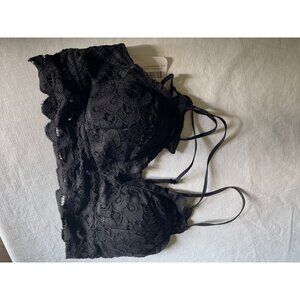 Lace & Mesh Luxury Padded Bralette Black Medium Wishlist